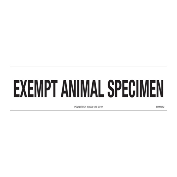 Biohazardous Labels EXEMPT ANIMAL SPECIMEN 3.5 x 1