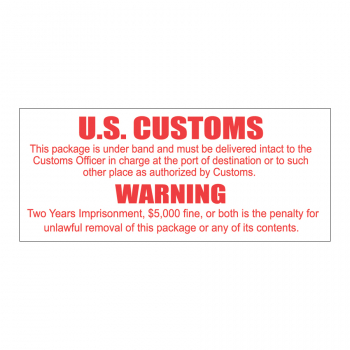 SCL 244 3.5 x 1.5 U.S. CUSTOMS WARNING