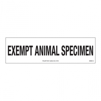 Biohazardous Labels EXEMPT ANIMAL SPECIMEN 3.5 x 1